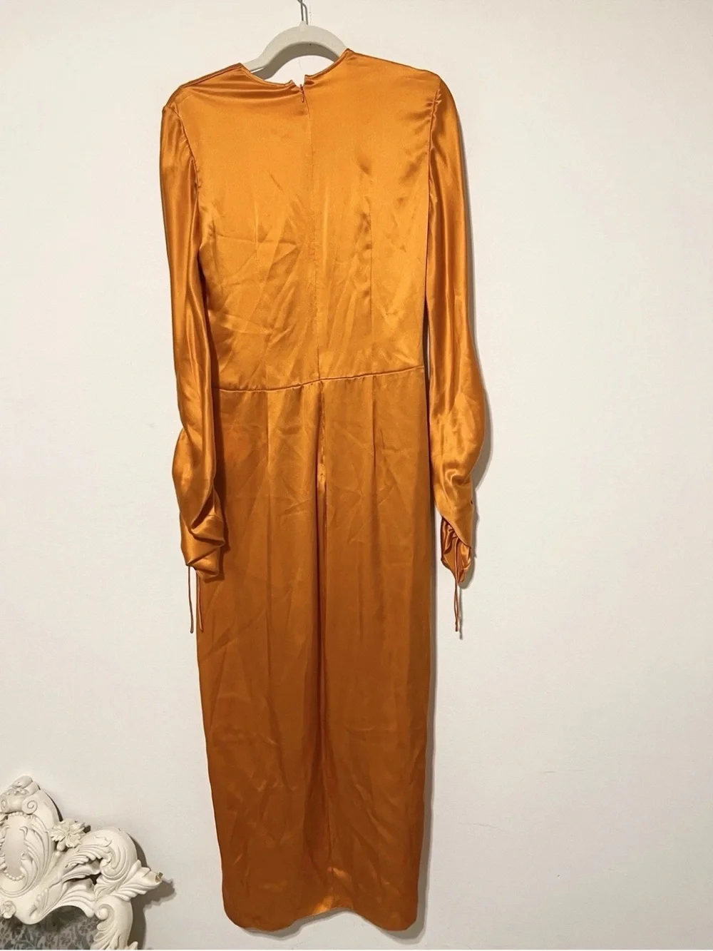 NWT Alejandra Alonso Rojas Orange Midi Satin Silk Dress Nwt Sz 8    E